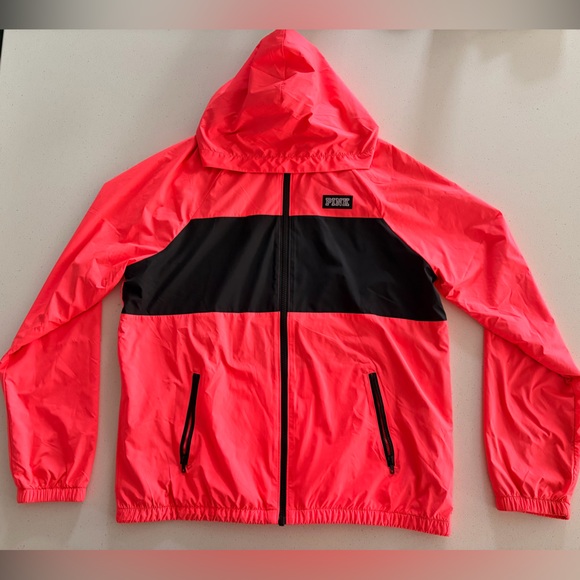 PINK Victoria's Secret Bright Pink and Black Raincoat (oversized) - Picture 2 of 8